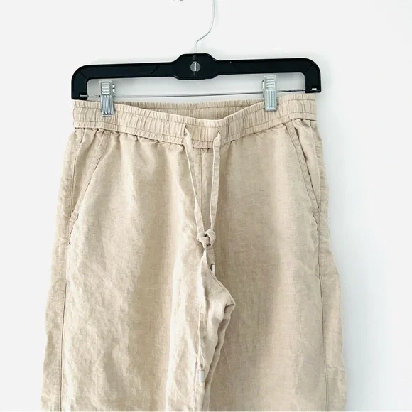 Tommy Bahama 100% Linen Beige Pants-Wide Leg Pull String Beachy Relaxed Fit - Picture 2 of 6